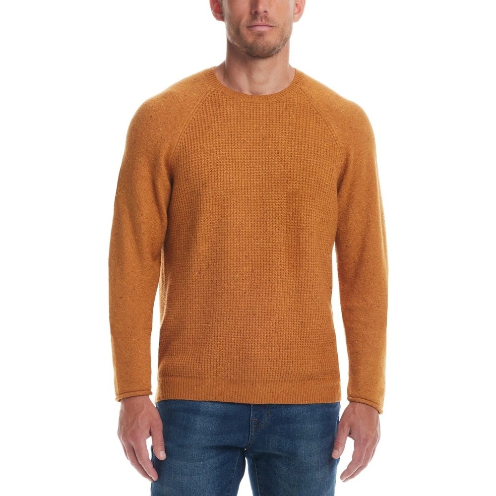 Weatherproof Vintage Mens XL Mustard Yellow Textured Raglan Sweater New